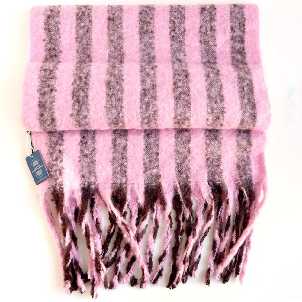 Anthropologie Brushed Woven Scarf: Vertical Stripe Edition in Pink Combo - Picture 3 of 7